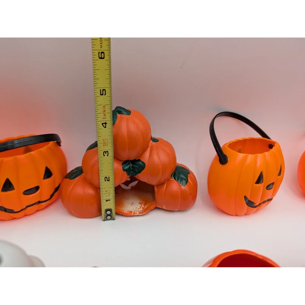 Halloween Decor Lot Orange Jack O Lantern Ghost Cat Figurines Ceramic Magnets